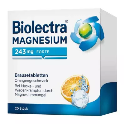 BIOLECTRA Magnesium 243 mg forte Orange brusetabletter, 20 stk