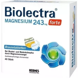 BIOLECTRA Magnesium 243 mg forte Orange brusetabletter, 40 kapsler