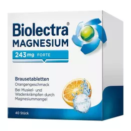 BIOLECTRA Magnesium 243 mg forte Orange brusetabletter, 40 kapsler