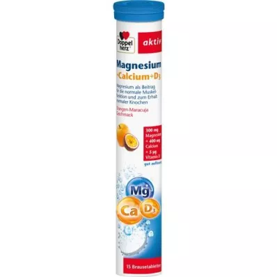 DOPPELHERZ Magnesium+Calcium+D3-brusetabletter, 15 stk