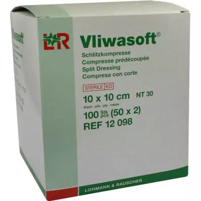 VLIWASOFT Spaltekompresser 10x10 cm sterile 4-lags, 50X2 stk VLIWASOFT Spaltekompresser 10x10 cm sterile 4-lags, 50X2 stk