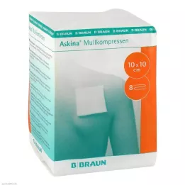 ASKINA Gazekompresser 10x10 cm usterile 8-fold, 100 stk