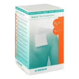 ASKINA Gazekompresser 10x10 cm usterile 12-fold, 100 stk