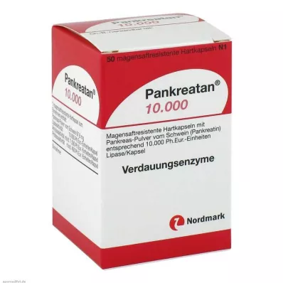 PANKREATAN 10.000 gastro-resistente hårde kapsler, 50 stk