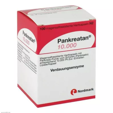 PANKREATAN 10.000 gastro-resistente hårde kapsler, 100 stk