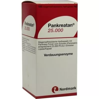 PANKREATAN 25.000 gastro-resistente hårde kapsler, 100 stk