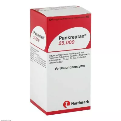 PANKREATAN 25.000 gastro-resistente hårde kapsler, 100 stk