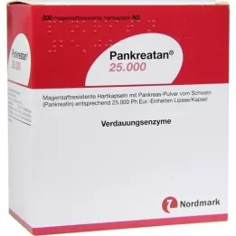 PANKREATAN 25.000 gastro-resistente hårde kapsler, 200 stk