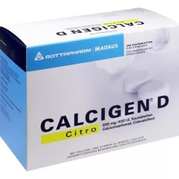 CALCIGEN D Citro 600 mg/400 I.E. tyggetabletter, 200 kapsler