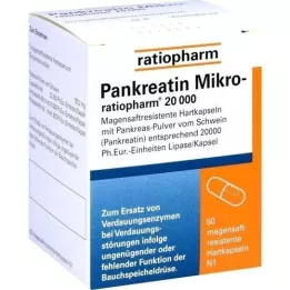 PANKREATIN Micro-ratio.20.000 mavesaft hårde kapsler, 50 stk