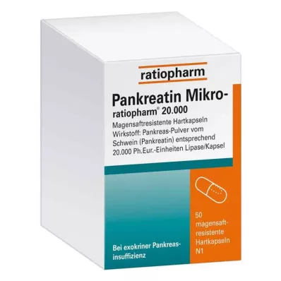 Pancreatin mikro ratio.20000 mave hårde kapsler, 50 stk