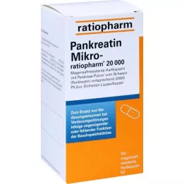 PANKREATIN Micro-ratio.20.000 mavesaft hårde kapsler, 100 stk