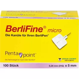 BERLIFINE mikronåle 0,25x5 mm, 100 stk