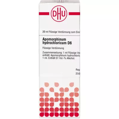 APOMORPHINUM HYDROCHLORICUM D 6 fortynding, 20 ml