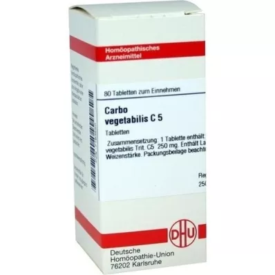 CARBO VEGETABILIS C 5-tabletter, 80 kapsler