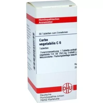CARBO VEGETABILIS C 6 tabletter, 80 kapsler