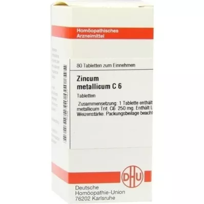 ZINCUM METALLICUM C 6 tabletter, 80 kapsler