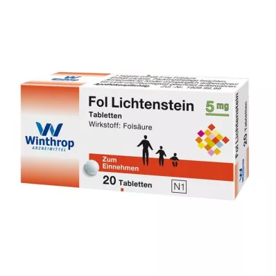 Fol Lichtenstein 5 mg tabletter, 20 stk