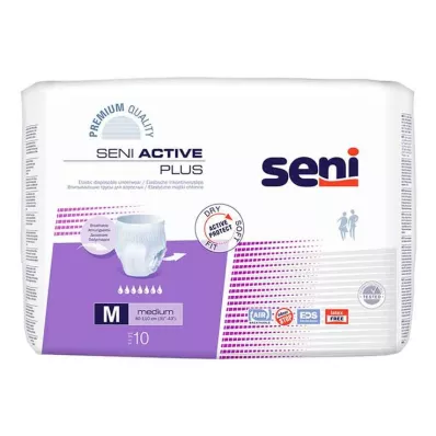 SENI Active Plus inkontinenstrusser til engangsbrug M, 10 stk
