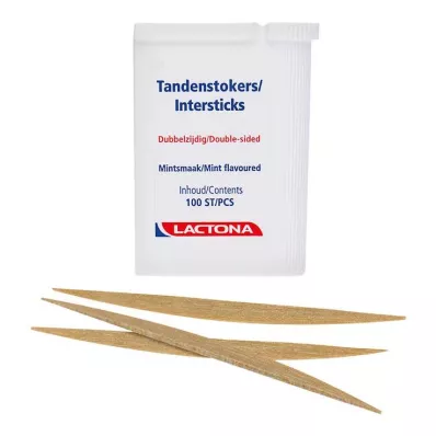 Tandpinde Lactona Intersticks mint dobbeltende, 100 stk Tandpinde Lactona Intersticks mint dobbeltende, 100 stk