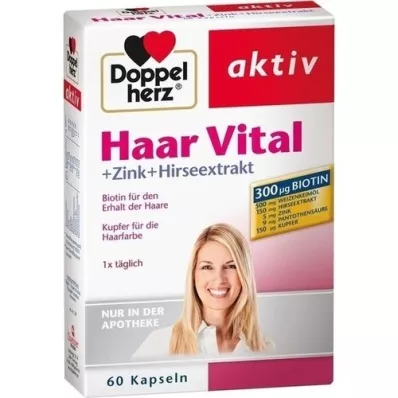 DOPPELHERZ Hair Vital+Zinc+Brain Extract kapsler, 60 kapsler