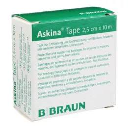 ASKINA Tape Pfl.unelast.2,5 cmx10 m hvid, 1 stk