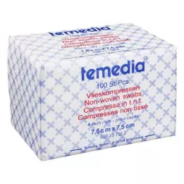 VLIESKOMPRESSEN 7,5x7,5 cm usteril firedobbelt, 100 stk
