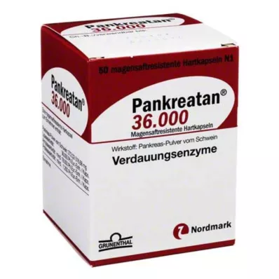 Pankreatan 36.000 gastro-resistente kapsler, 50 stk