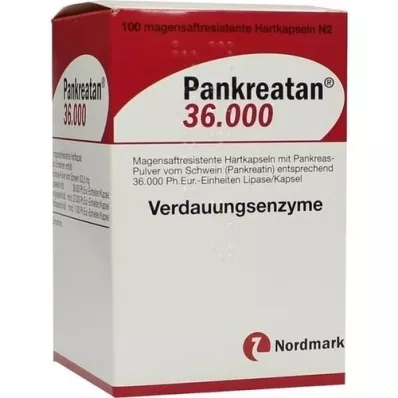 PANKREATAN 36.000 gastro-resistente hårde kapsler, 100 stk