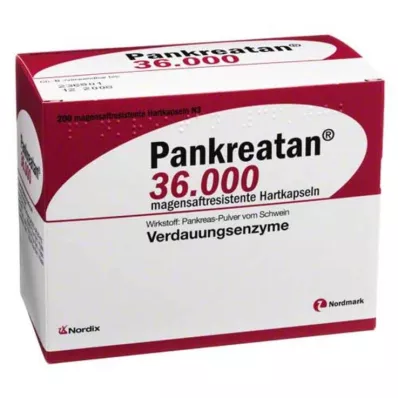 Pankreatan 36.000 gastro-resistente kapsler, 200 stk