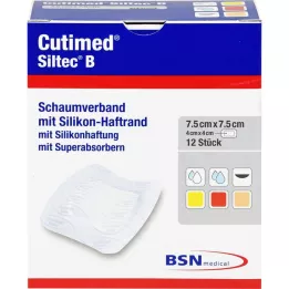 CUTIMED Siltec B skumbandage 7,5x7,5 cm med klæber, 12 stk