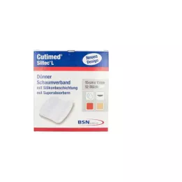 CUTIMED Siltec L skumbandage 15x15 cm tynd, 12 stk