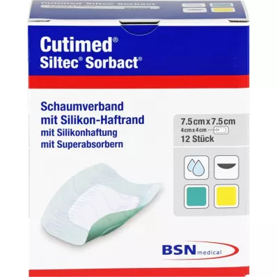 CUTIMED Siltec Sorbact PU-Bandage 7,5x7,5 cm, 12 stk