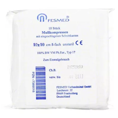 MULLKOMPRESSEN ES 10x10 cm usteril 8x, 10 stk