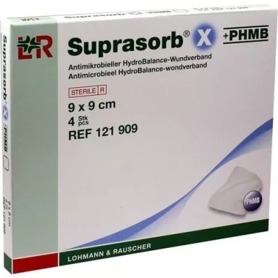 SUPRASORB X+PHMB HydroBalance Sårbandage 9x9 cm, 4 stk