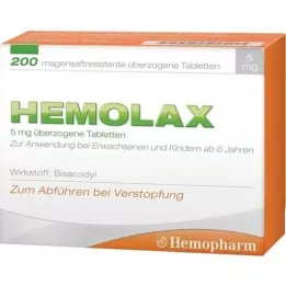 HEMOLAX 5 mg enterotabletter, 200 stk