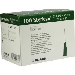 STERICAN Kanyler 21 Gx1 0,8x25 mm, 100 stk