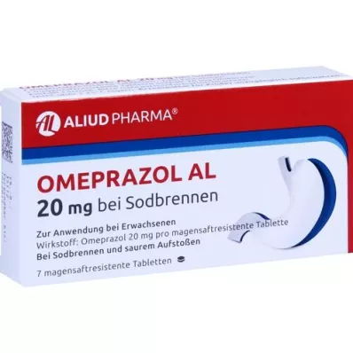 OMEPRAZOL AL 20 mg b.Sodbr.mavesafttabletter, 7 stk