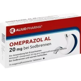 OMEPRAZOL AL 20 mg b.Sodbr.mavesafttabletter, 14 stk