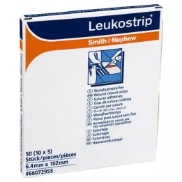 LEUKOSTRIP Sårsuturstrimler 6,4x102 mm, 10X5 stk