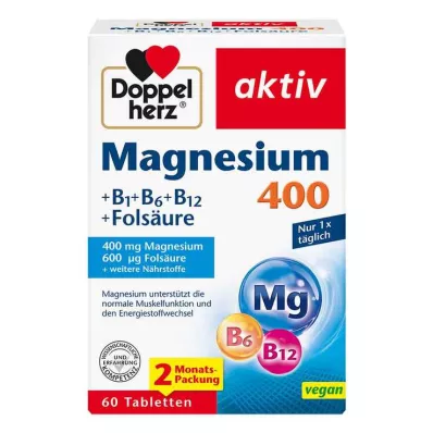 DOPPELHERZ Magnesium 400 mg tabletter, 60 kapsler
