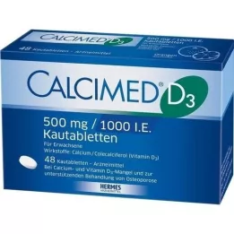 CALCIMED D3 500 mg/1000 I.E. tyggetabletter, 48 stk