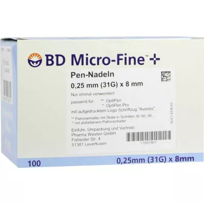 BD Micro-Fine + 8 nåle 0,25x8 mm, 100 stk