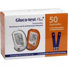 GLUCO TEST Plus blodsukker-teststrimler, 50 stk