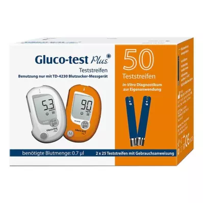 Gluco-test Plus teststrimler, 50 stk