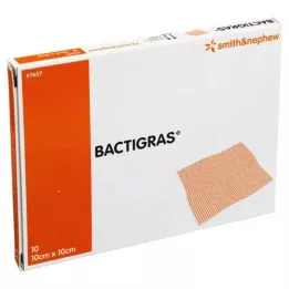 BACTIGRAS Antiseptisk paraffingaze 10x10 cm, 10 stk
