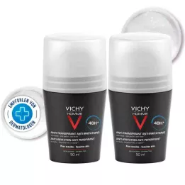 VICHY HOMME Deodorant roll-on til følsom hud 48 timer DP, 2X50 ml