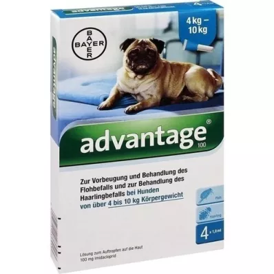 ADVANTAGE 100 opløsning til hunde 4-10 kg, 4 stk