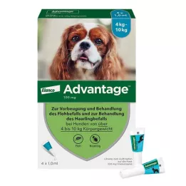 ADVANTAGE 100 opløsning til hunde 4-10 kg, 4 stk
