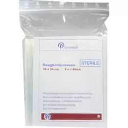 SAUGKOMPRESSEN steril 10x10 cm, 5X1 stk